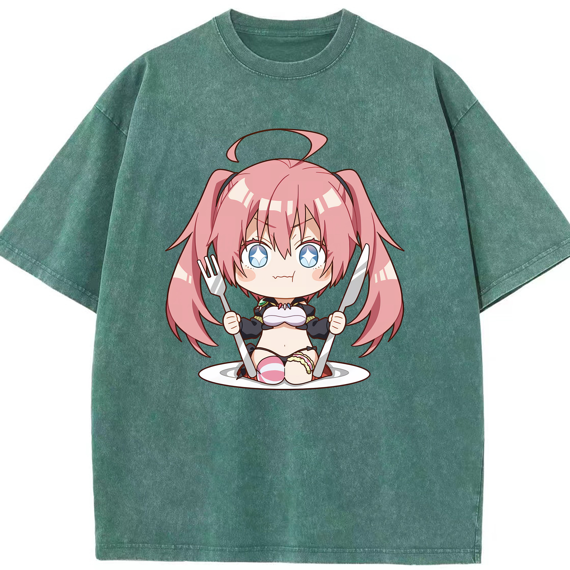 （画像用） 転スラ Regarding Reincarnated to Slime 綿100% ヴィンテージ風 半袖Tシャツ（フロントプリント）